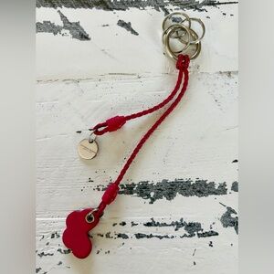 Bottega Veneta Red Leather Butterfly Key Chain/Bag Charm